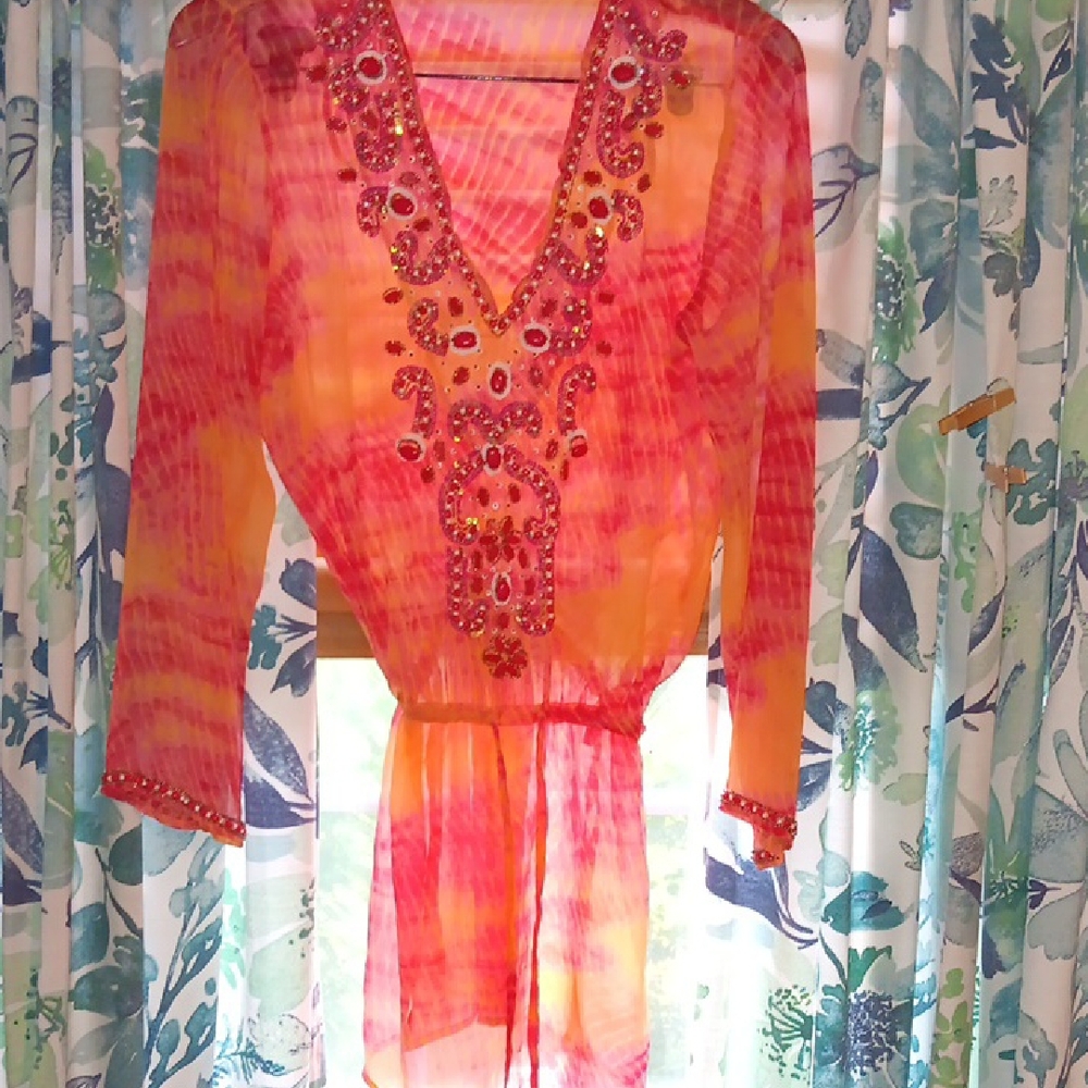 Blue Island Vibrant Pink and Orange Tunic